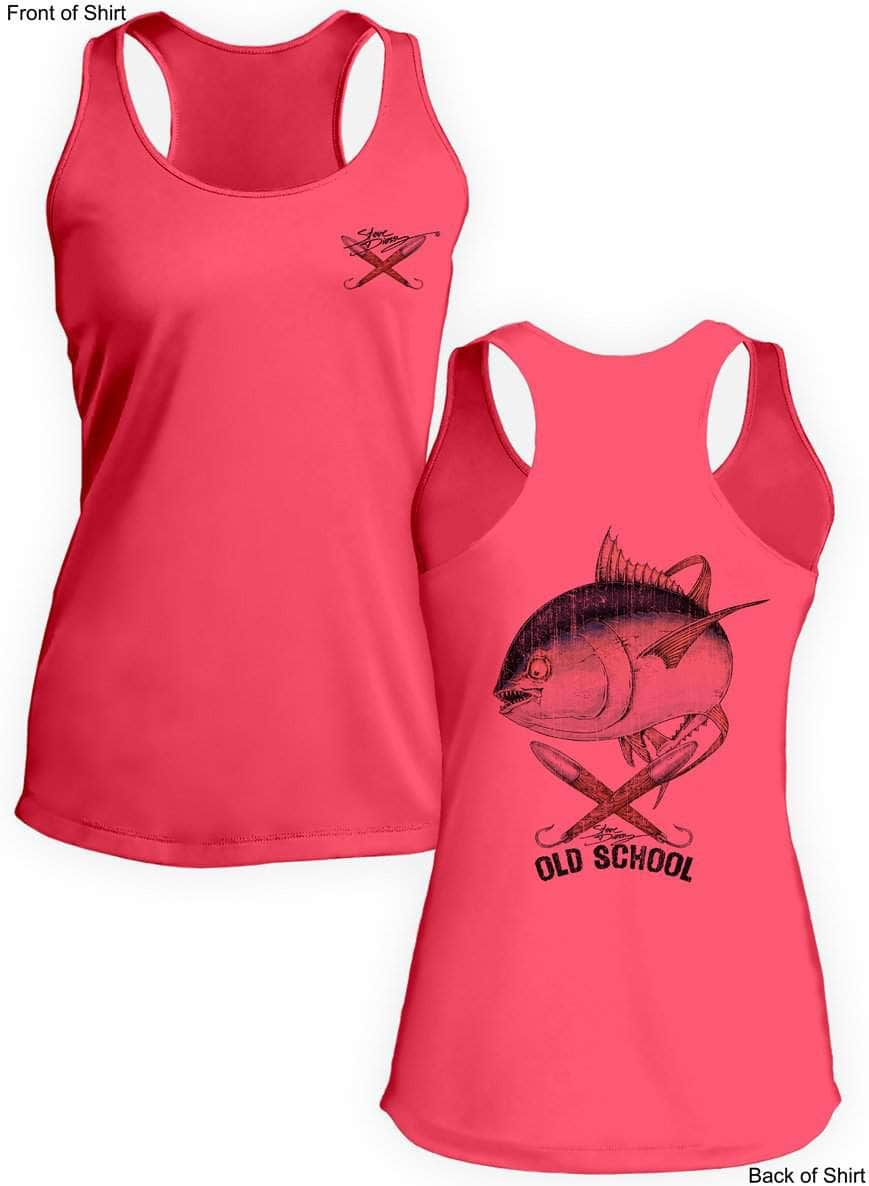 Old School Tuna- Ladies Racerback Tank-100% Polyester